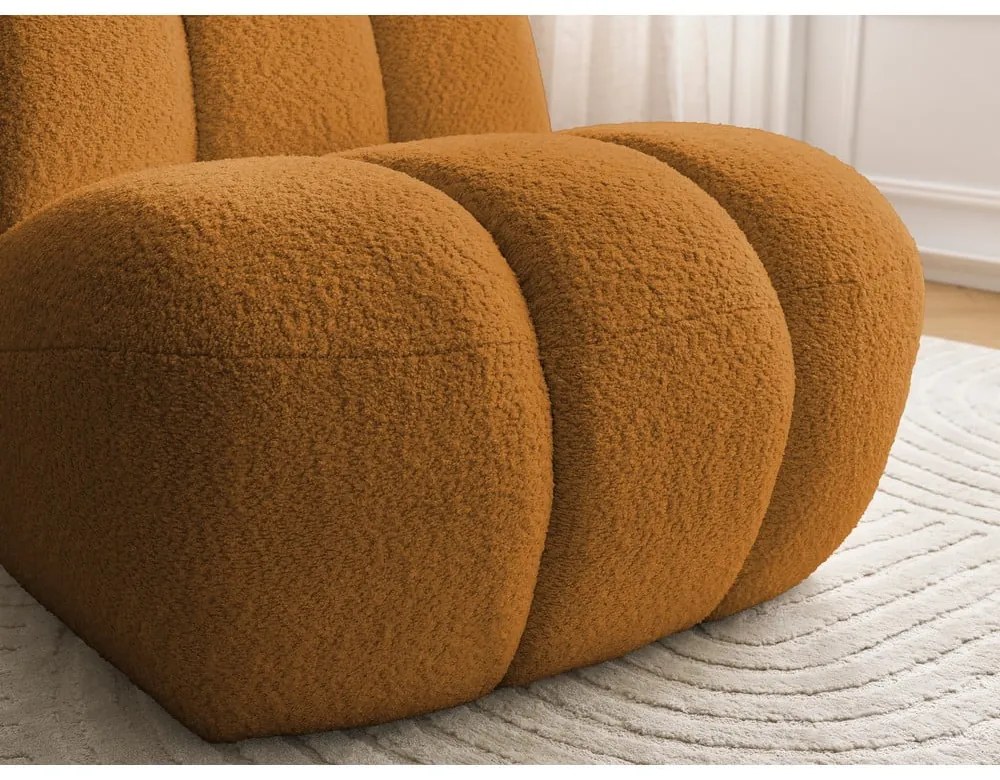 Kreslo z textílie buklé v horčicovej farbe Janissaire – Bobochic Paris