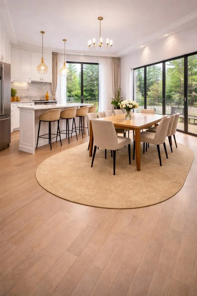 Kusový koberec Eton béžový ovál, 140x200, béžová, kuchyňa, Vopi