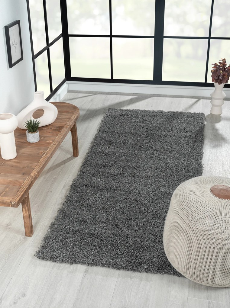 My Flair, Behúň My Shaggy grau, 80x300, šedá, chodba / predsieň