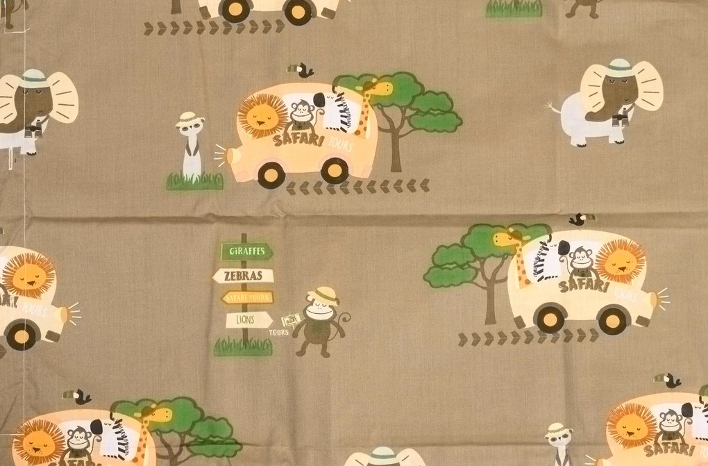 Bavlnené obliečky do postieľky SAFARI TOURS hnedé