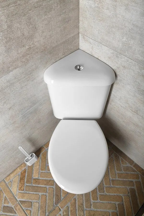 Aqualine Sapho, CLIFTON Rohový WC kombi misa s nádržkou vrátane splachovacej súpravy, biela