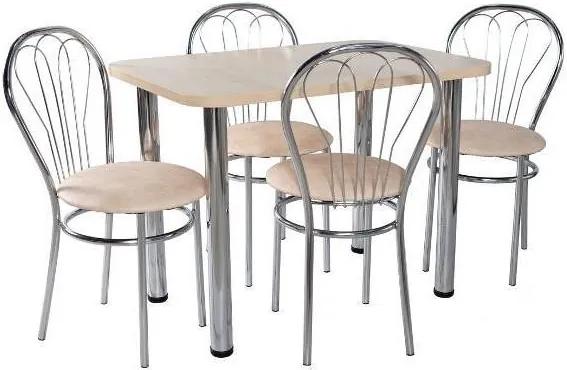 Lacný jedálenský set 4 stolička + obdĺžnikový stôl 60 x 100 cm Šedá platinová