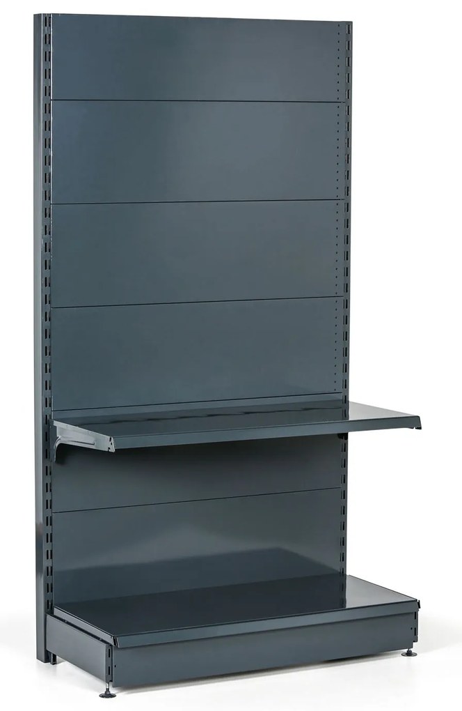 Predajný regál obojstranný, plné steny, 1600 x 1000 x 900 mm, prídavný, antracit