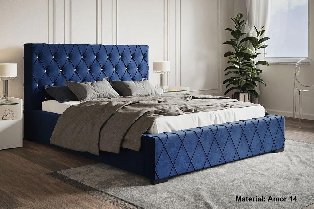 Luxusná čalúnená posteľ BED 4 Glamour - 120x200,Drevený rám,124cm