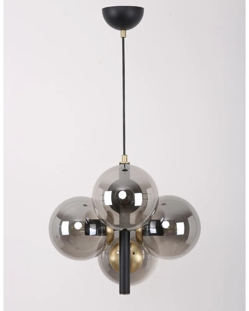 Čierne/sivé závesné svietidlo so skleneným tienidlom ø 15 cm Forte – Squid Lighting