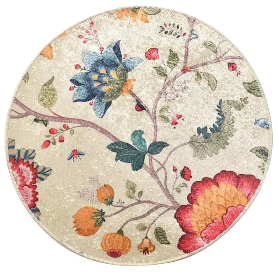 Kvetinovej kúpeľňovej predložky Chilai Circle Vintage, ø 100 cm