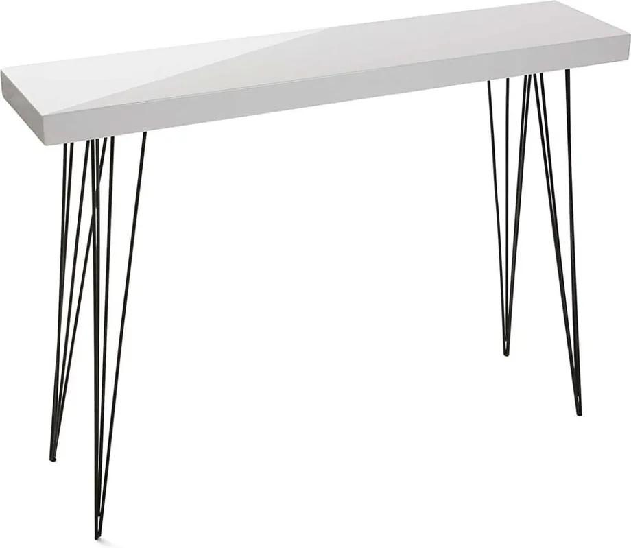Biely drevený stolík Versa Dallas, 110 × 25 cm