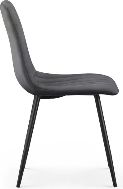 Sada ôsmich jedálenských stoličiek LIVO zamatové, grafitové / čierne nohy (8 ks)