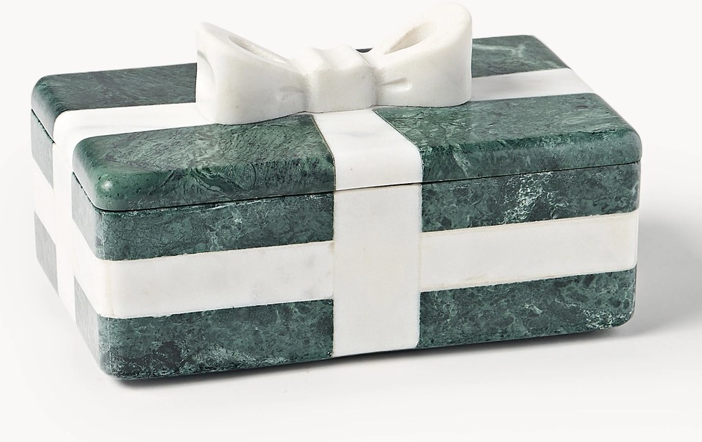 Dekoračná mramorová vianočná dóza Cutemas, Š 19 cm