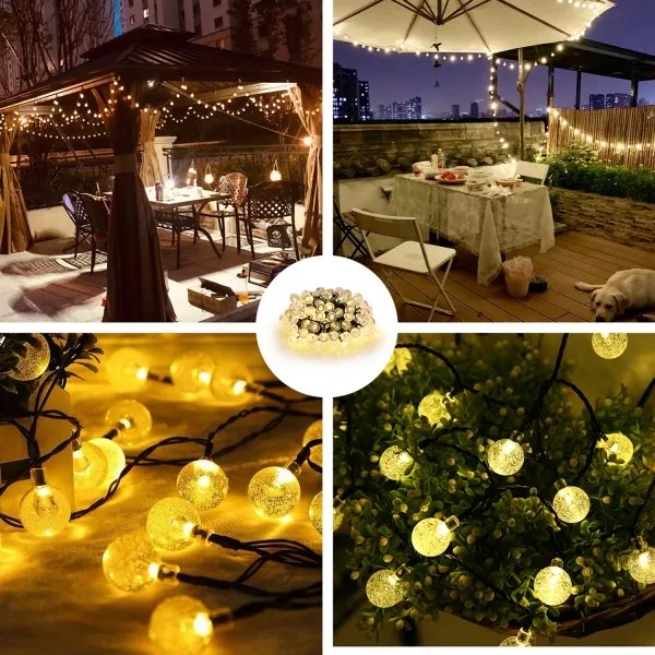 Brilagi - LED Solárna dekoračná reťaz BUBBLE 100xLED/8 funkcií 10m IP65 teplá biela