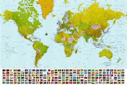 Fototapety, rozmer 366 x 254 cm, Map of the World, W+G 280