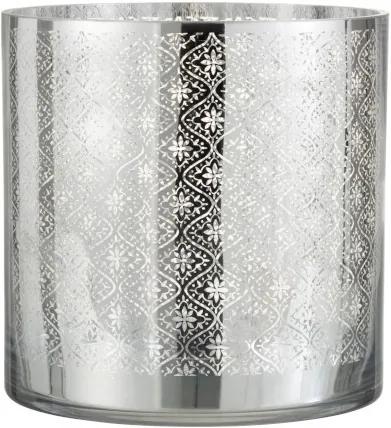 Sklenený svietnik so strieborným ornamentom Oriental silver - Ø 24 * 24cm