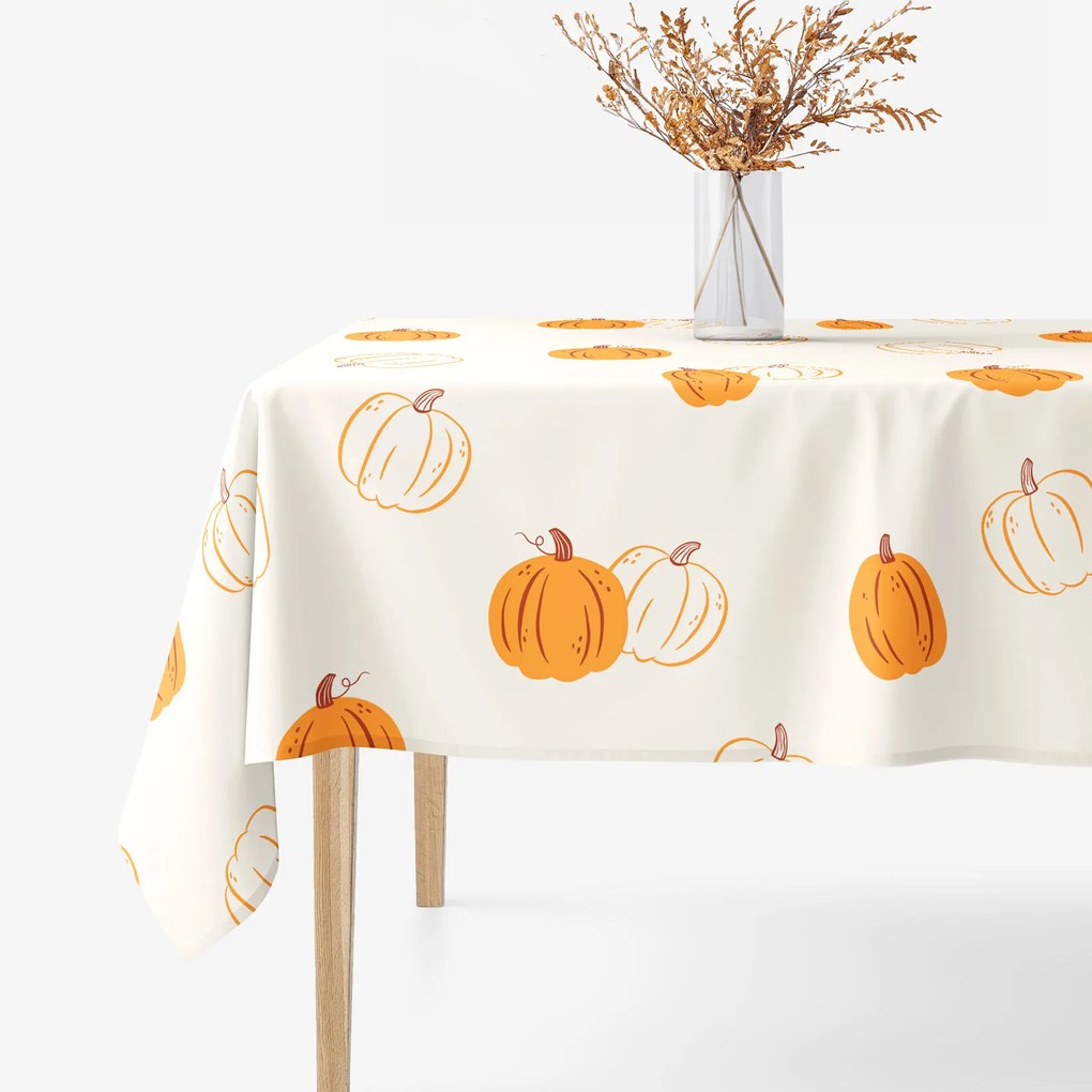 Goldea hranatý obrus 100% bavlnené plátno - jesenné tekvice 140 x 220 cm