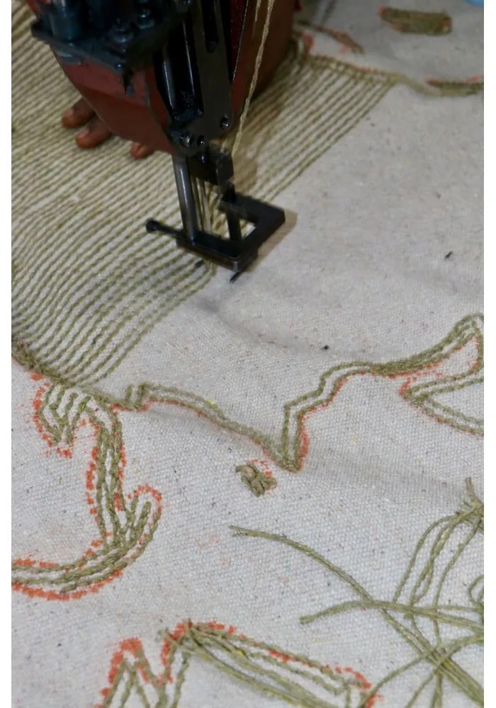 Zelený/krémový prateľný/ručne tkaný bavlnený detský koberec ø120 cm World Map – Lorena Canals