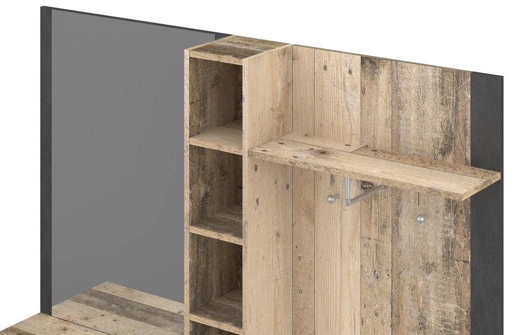 Předsíňová stěna Barry 150 cm dub Matera světlý/antracit