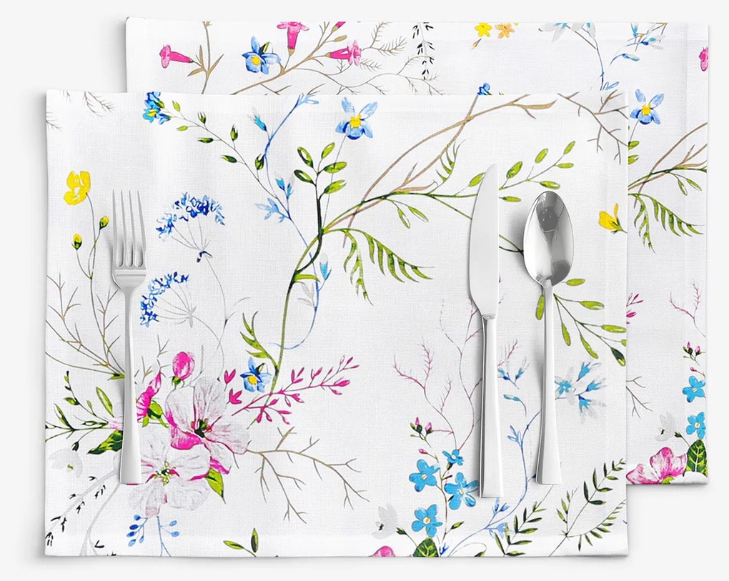 Goldea prestieranie na stôl 100% bavlnené plátno - maľované lúčne kvety - sada 2ks 30 x 40 cm