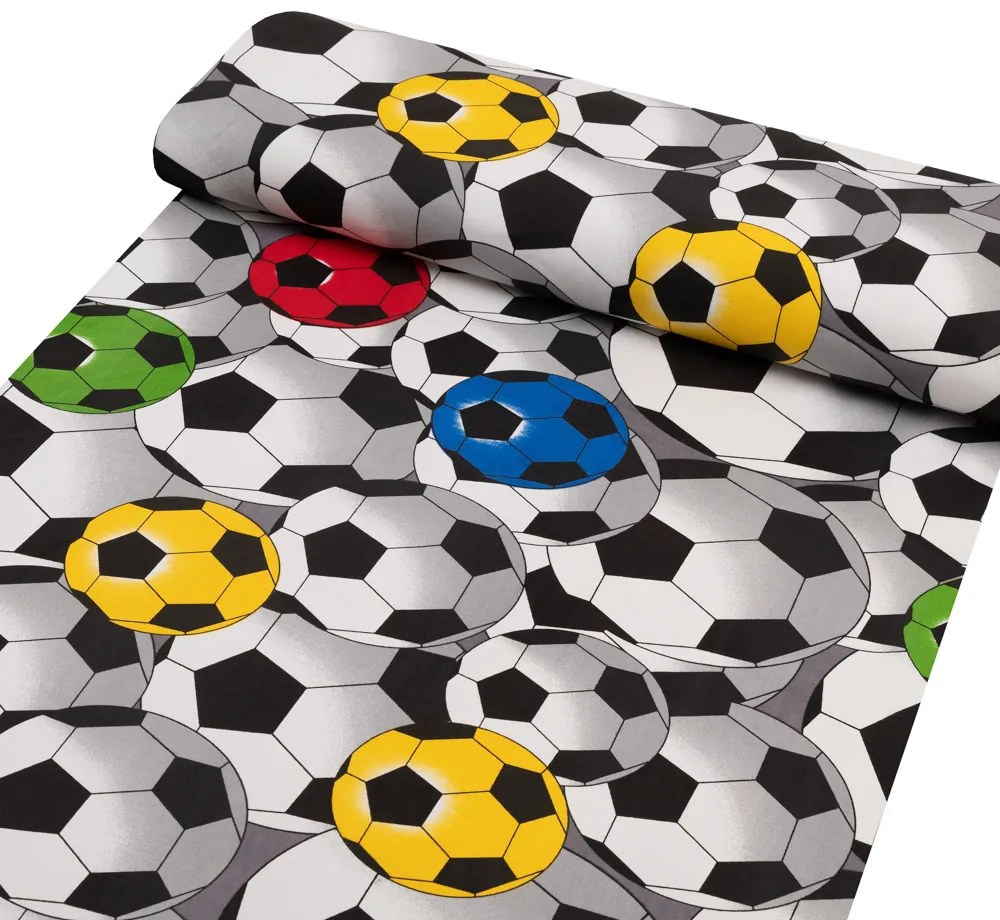 Biante Detské bavlnené posteľné obliečky do postieľky Sandra SA-580 Farebné a sivé futbalové lopty Do postieľky 90x130 a 40x60 cm