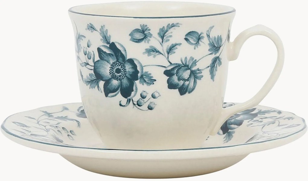 Keramické šálky na čaj's podšálkami Margaux, 12 ks