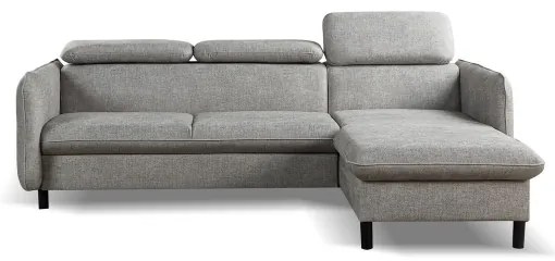 Rozkladacia rohová sedacia súprava do L s úložným priestorom NISA sivá pravá