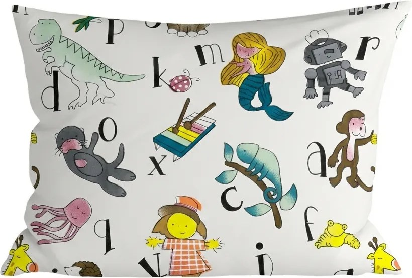 Sada 2 ks dekoračných obliečok na vankúš KIDS ALPHABET 40x60 cm, biela