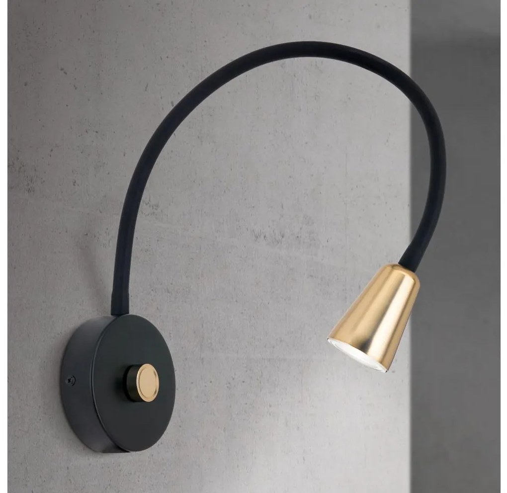 Orion - Stmievateľná flexibilná nástenná lampička DOTTY 1xGU10/10W/230V čierna/mosadz