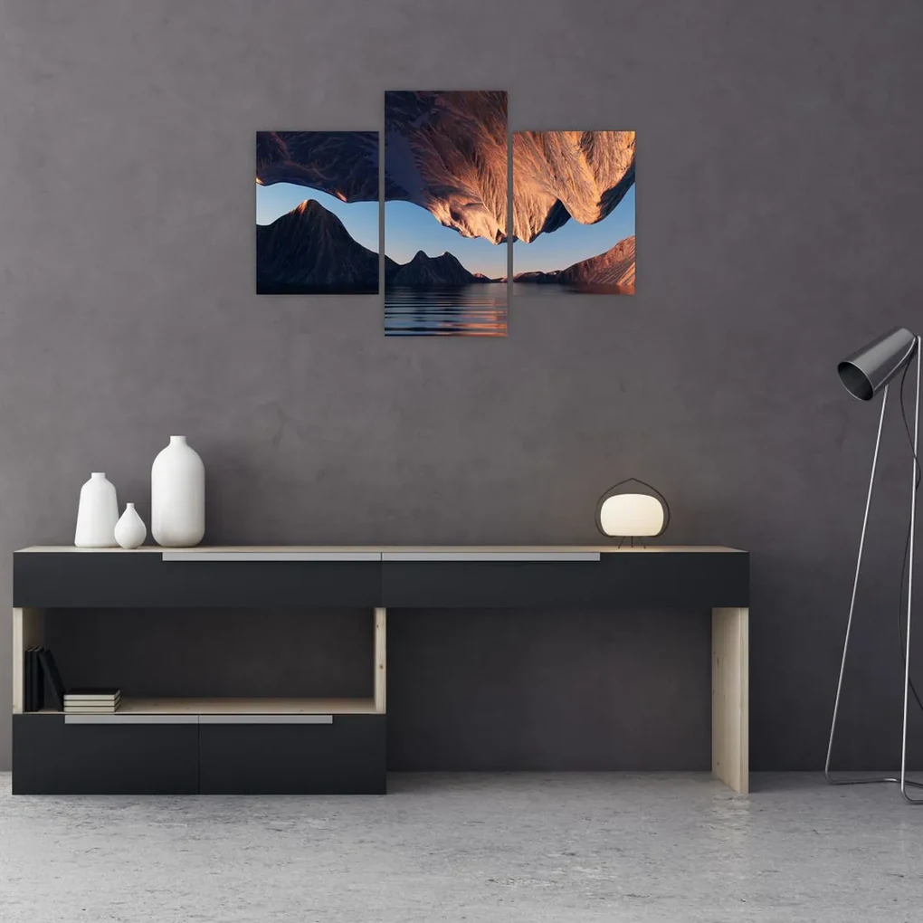 Obraz - 3D útesy (90x60 cm)