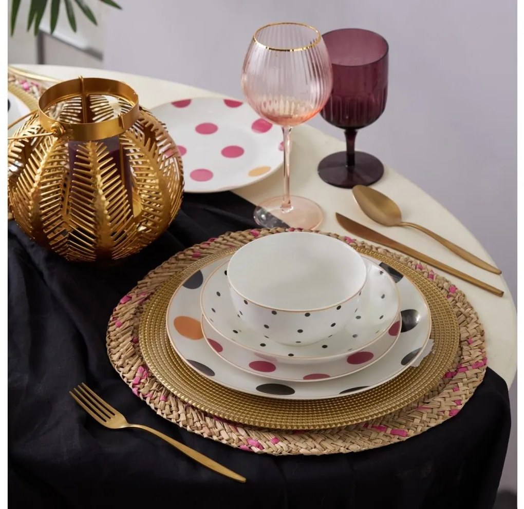 24-dielna pestrofarebná jedálenská súprava z porcelánu