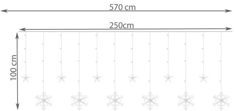JAKS VIANOČNÁ SVETELNÁ REŤAZ 138X LED 31V VLOČKY , STUDENÁ BIELA, 8 REŽIMOV 11318