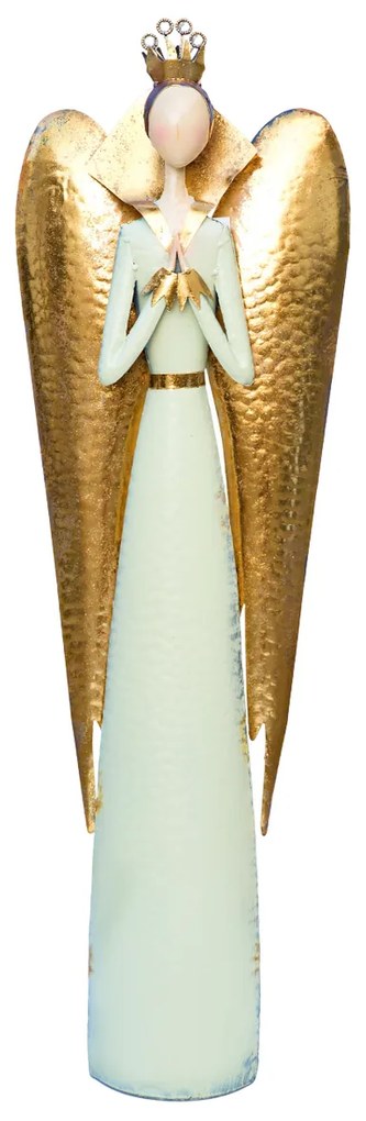 Vianočná dekorácia anjel, 93 cm, zlatá a biela