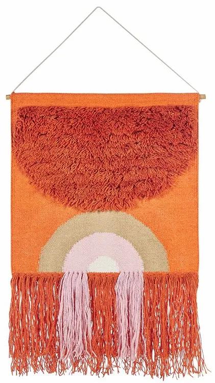 Bavlnená nástenná dekorácia so strapcami oranžová KAMALIA Beliani