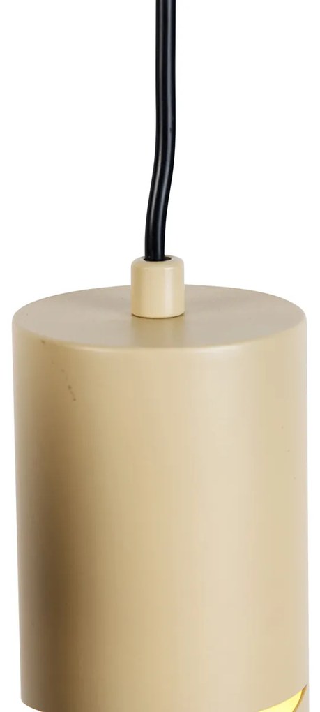 Moderné závesné svietidlo čierne s sivohnedou a béžovou farbou 6-svetiel - Stream