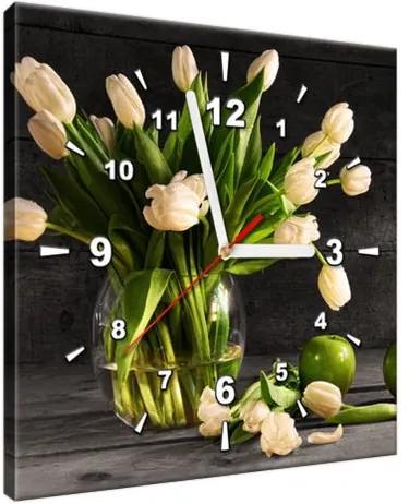Obraz s hodinami Krémové tulipány 30x30cm ZP1392A_1AI
