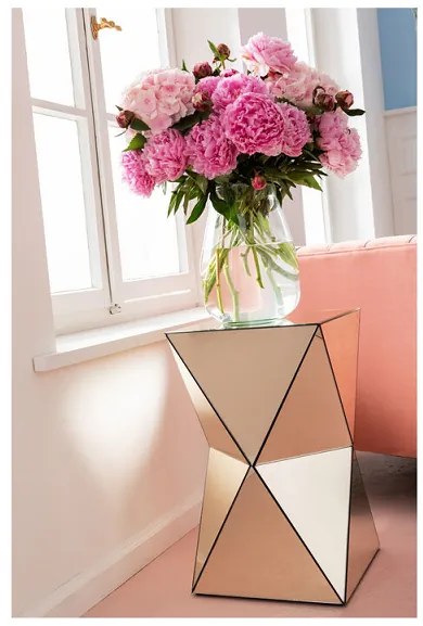 Luxury zrkadlový príručný stolík béžový 32x32 cm