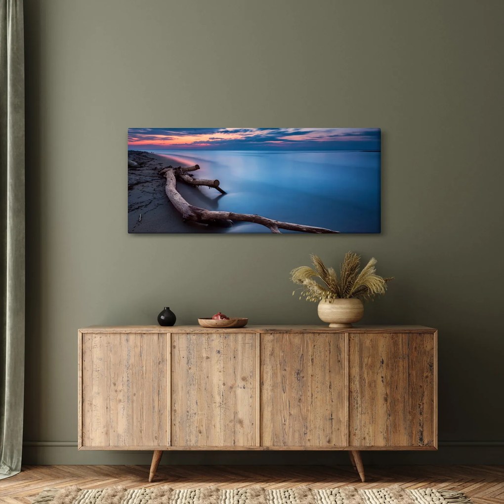 Obraz pláže pri západe slnka (120x50 cm)