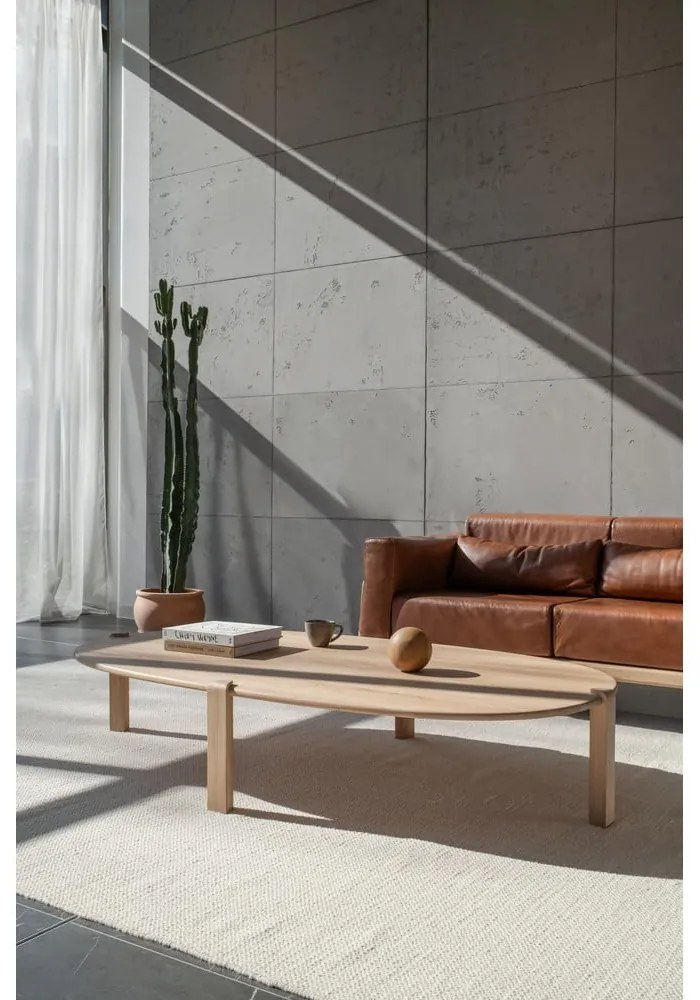 Konferenčný stolík z dubového dreva v prírodnej farbe 100x180 cm Kulin – Gazzda