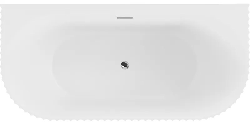Mexen Sella, voľne stojaca vaňa ku stene, drážkovaná, 170 x 80 cm, biela matná, chrómový prepad, 52711708001-01