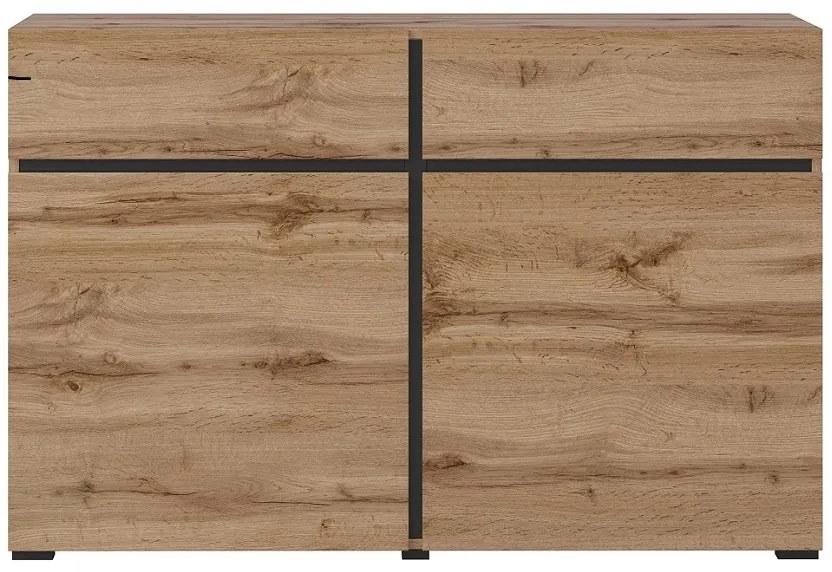 Kombinovaná komoda Cross 119 cm - dub wotan / čierna
