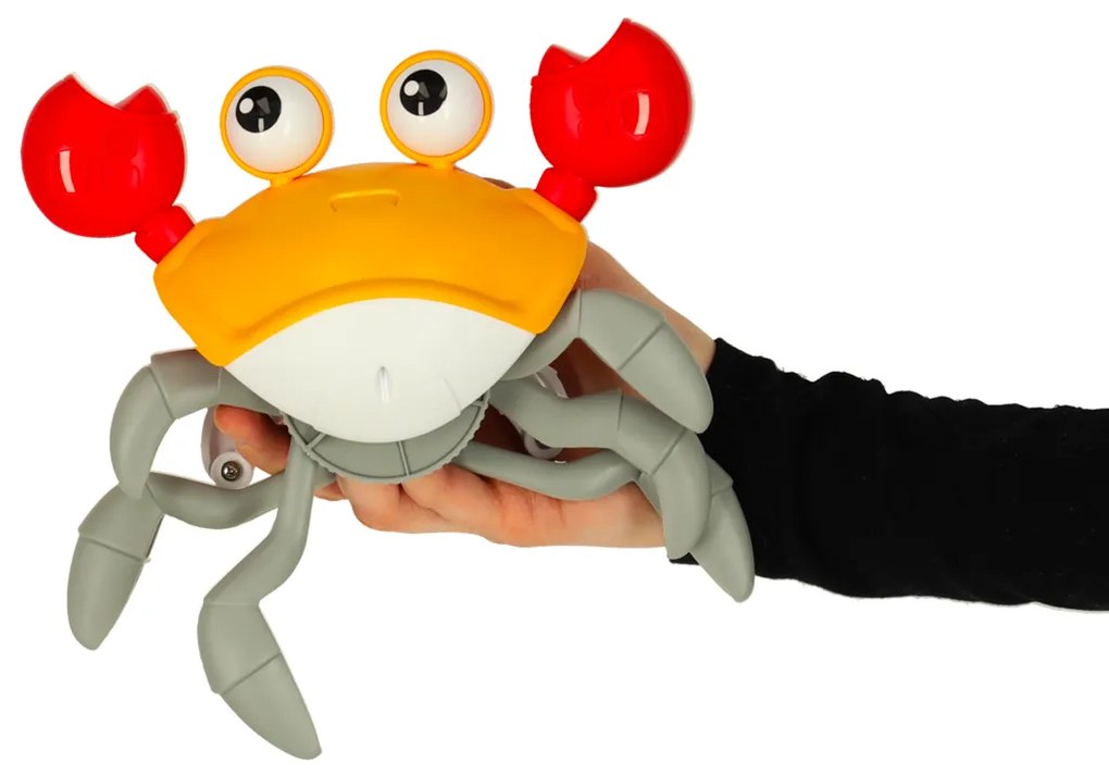 KIK Interaktívna hračka krab so zvukom a senzorom, USB nabíjanie, červený