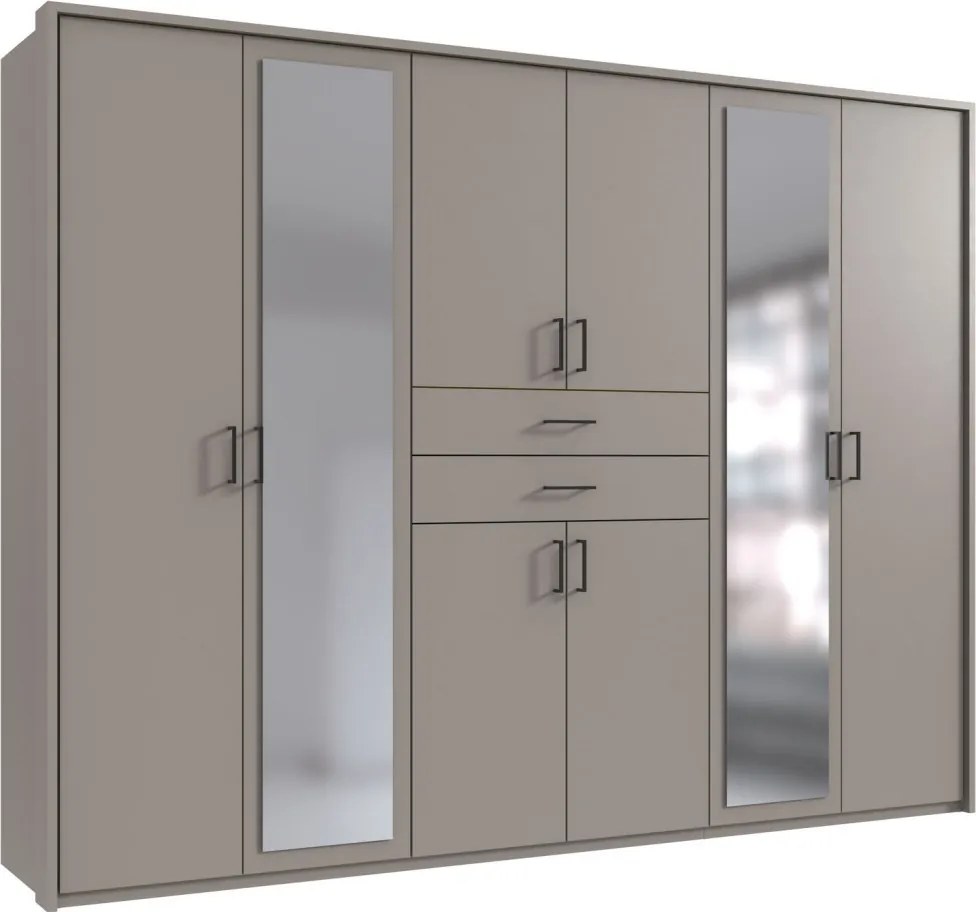 Šatníková skriňa so zrkadlami Düsseldorf, 270 cm, šedá sahara