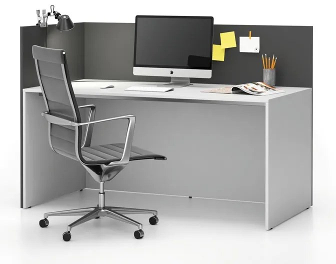 PLAN Kancelárska zostava single s paravánom SEGMENT, ľavá, biela/grafit