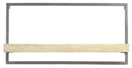 Nástenná drevená polička Maddison v kovovom ráme - 60*15*30 cm
