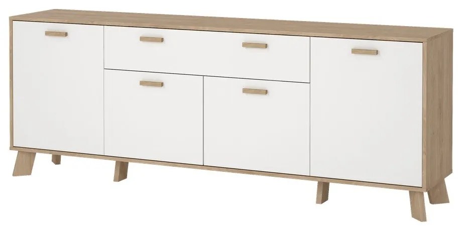Biela/v prírodnej farbe komoda v dekore duba 196x73x39 cm Ikast – Tvilum
