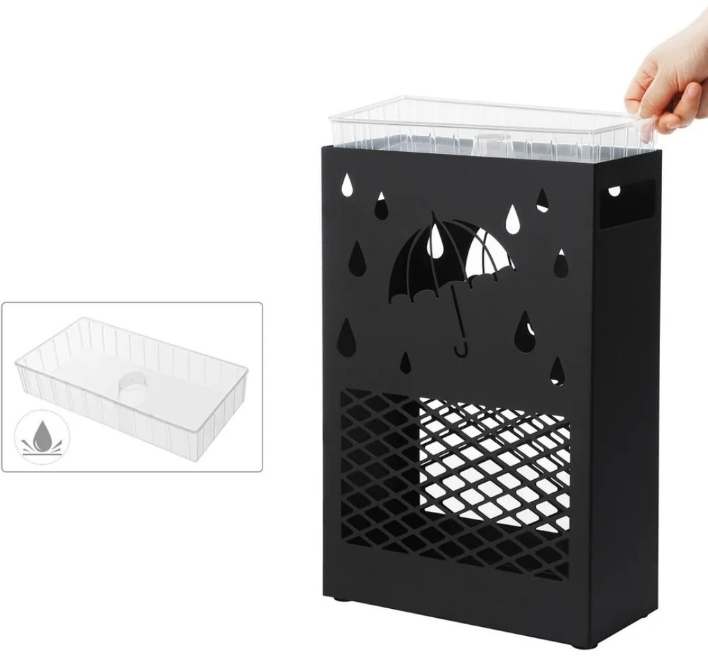 Kovový stojan na dáždniky RAIN, 28x12x41cm, čierna SongmicsHome