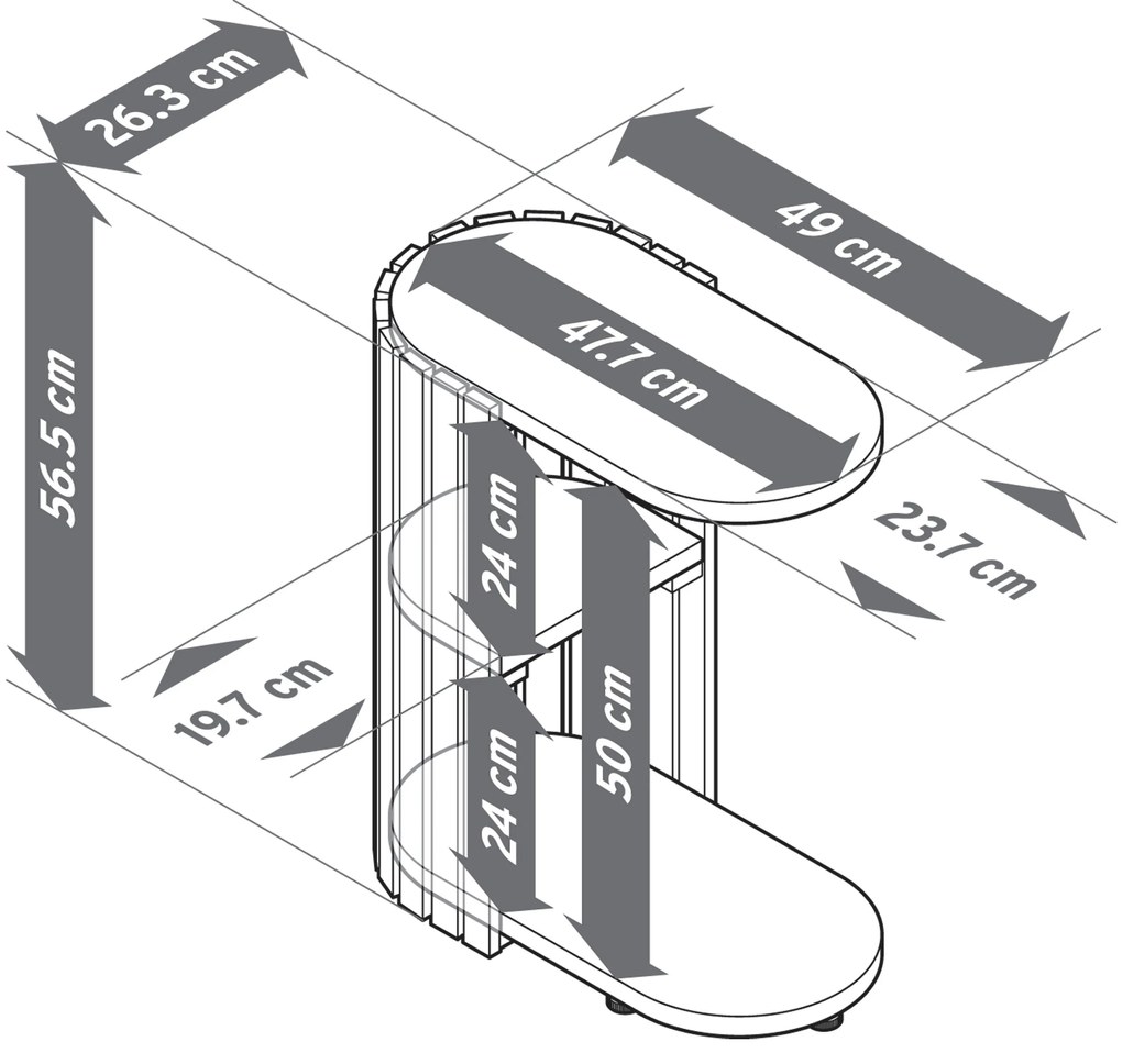 Stolík v tvare písmena C »HOLT« z bambusu s lamelovými prvkami
