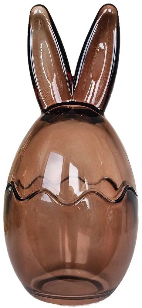 Béžová sklenená dóza vajíčko s uškami Rabbi - Ø 8*17 cm