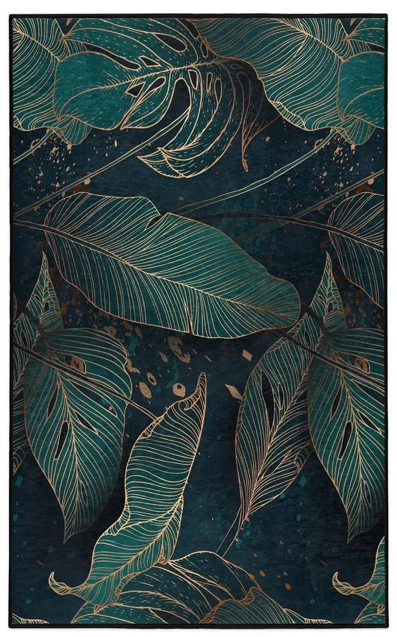 Prateľný koberec v petrolejovej farbe 80x150 cm Midnight Jungle – Mila Home