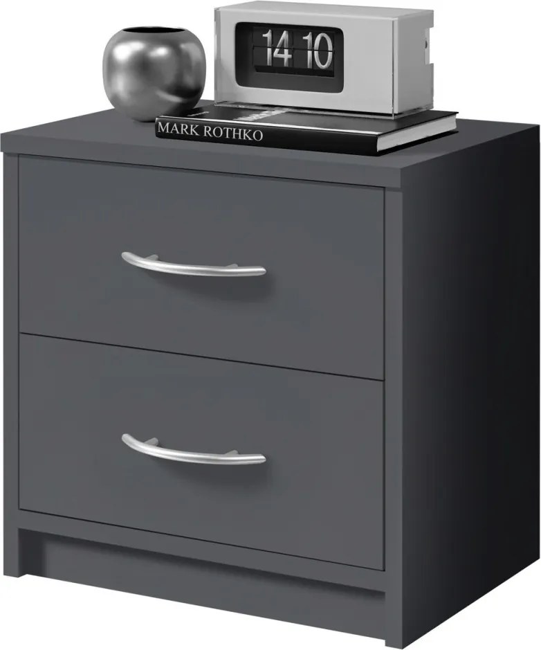 Nočný stolík s 2 zásuvkami Pepe, šedý grafit