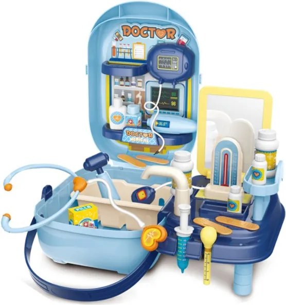 KIK Detský lekársky kufrík 34-dielny – lekárska súprava pre deti so stetoskopom