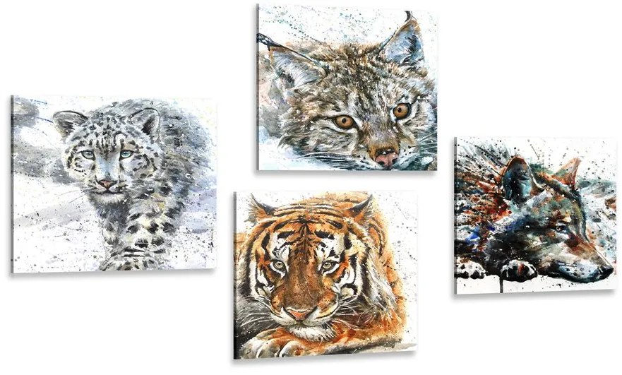 Set obrazov zvieratá v nádhernom akvarelovom prevedení Varianta: 4x 60x60