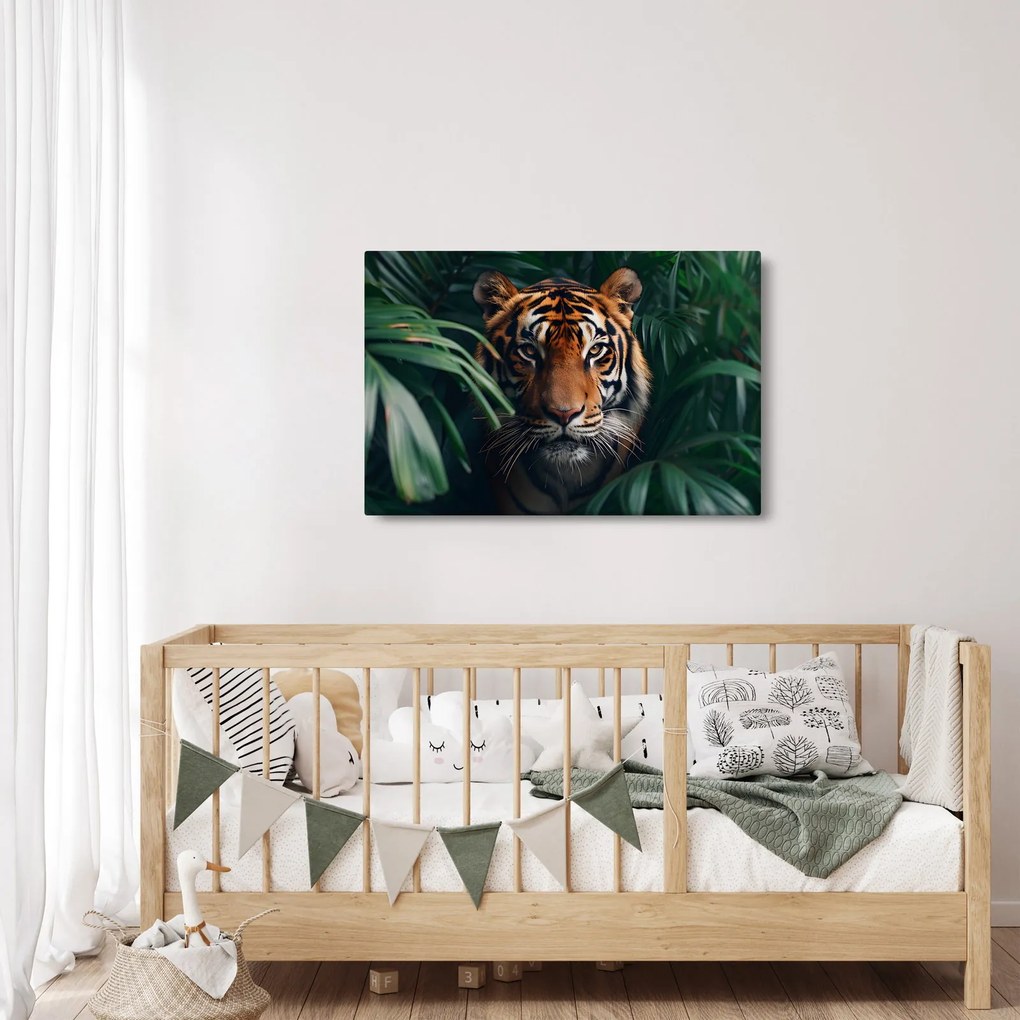 Obraz - Portrét tigra v džungli (90x60 cm)